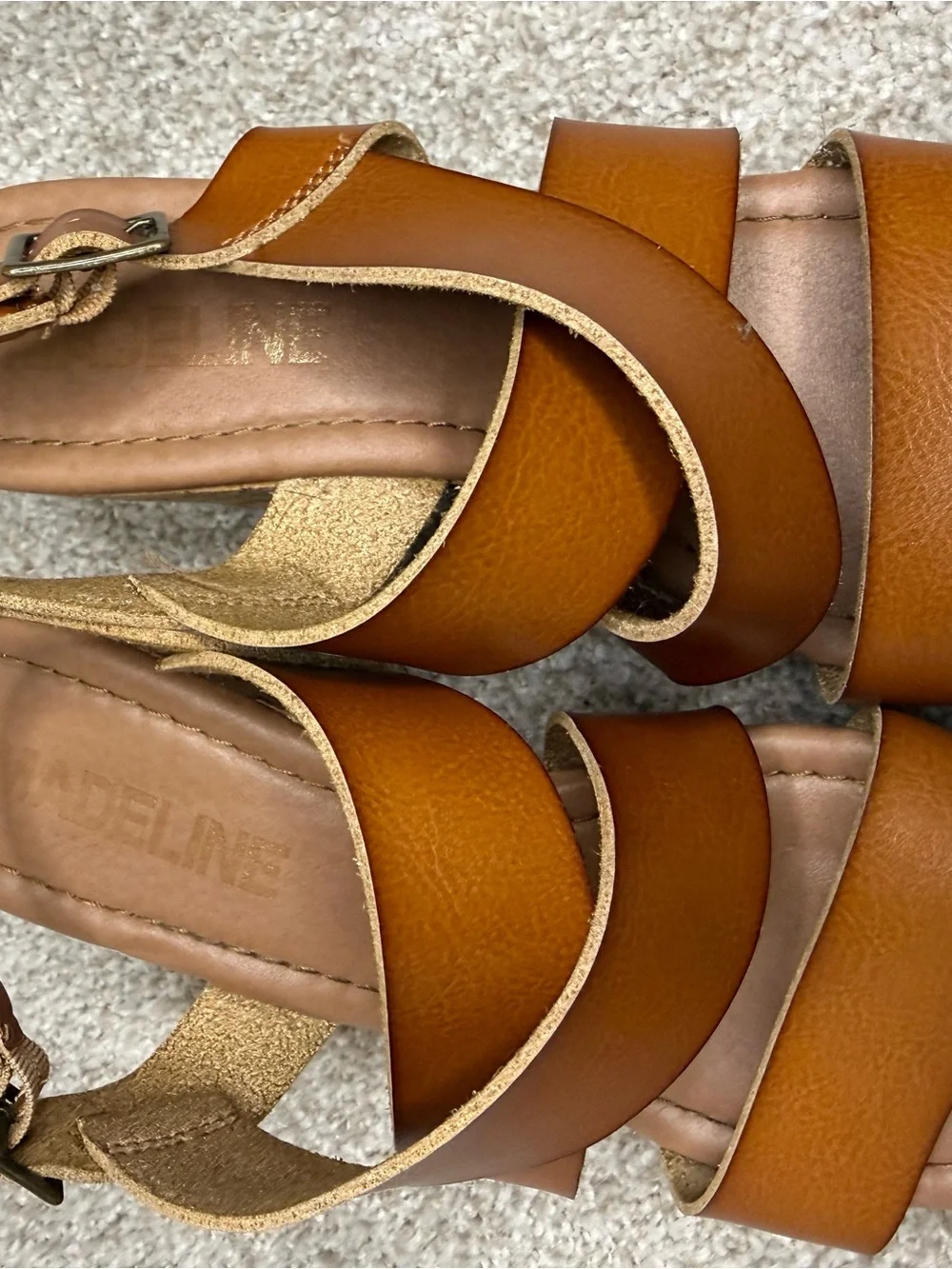 Women’s Tan Faux Leather Platform Sandals - Stylish Woven Straps